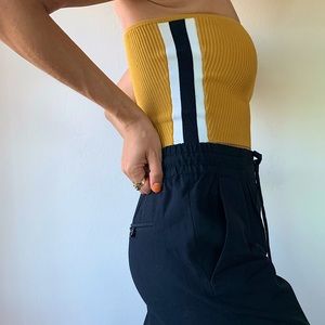 Aritzia Babton Yellow Rib Tube Top Racer Stripes